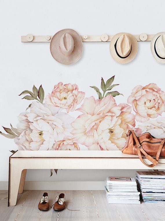 Peony wall mural on Etsy