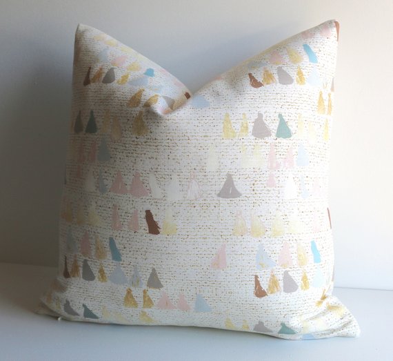 Tassel pillow on Etsy Blush and Green