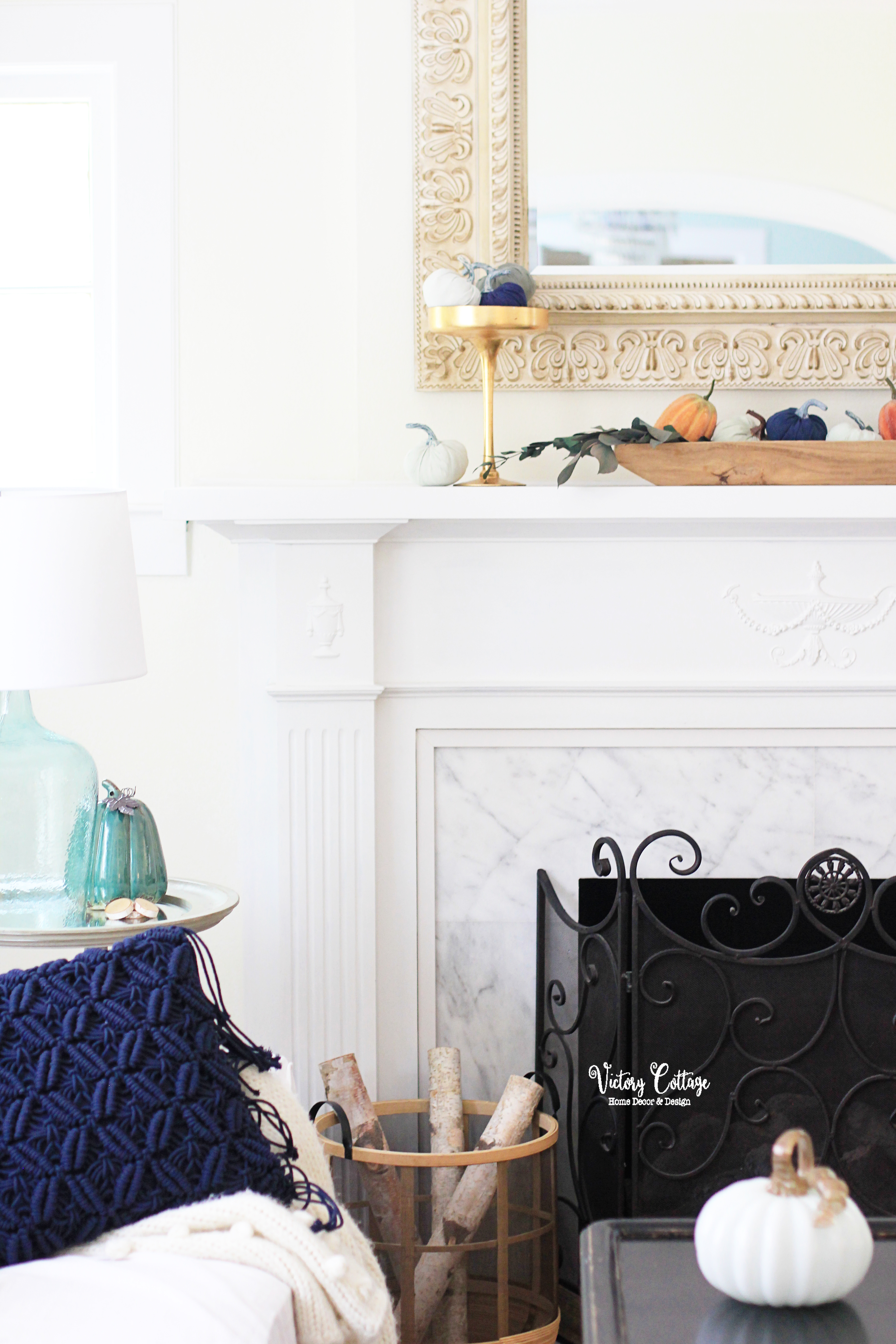fall fireplace and mantel decor
